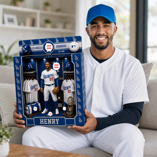 Custom Photo Pro Baseball Locker Room Box Plaque - Personalized City Fan "Man Cave" Gift