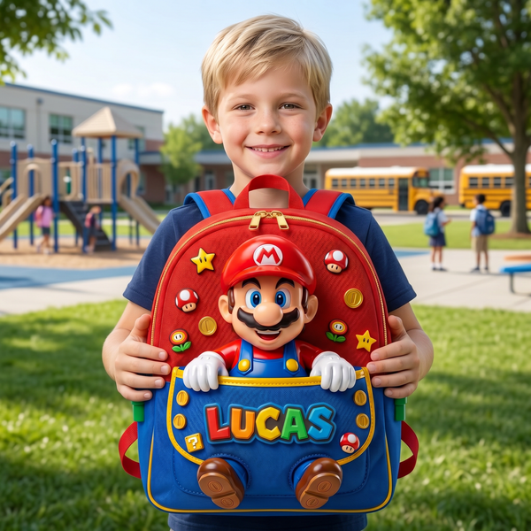 Custom Name Retro Arcade Gamer Backpack - Personalized Back to School Bag