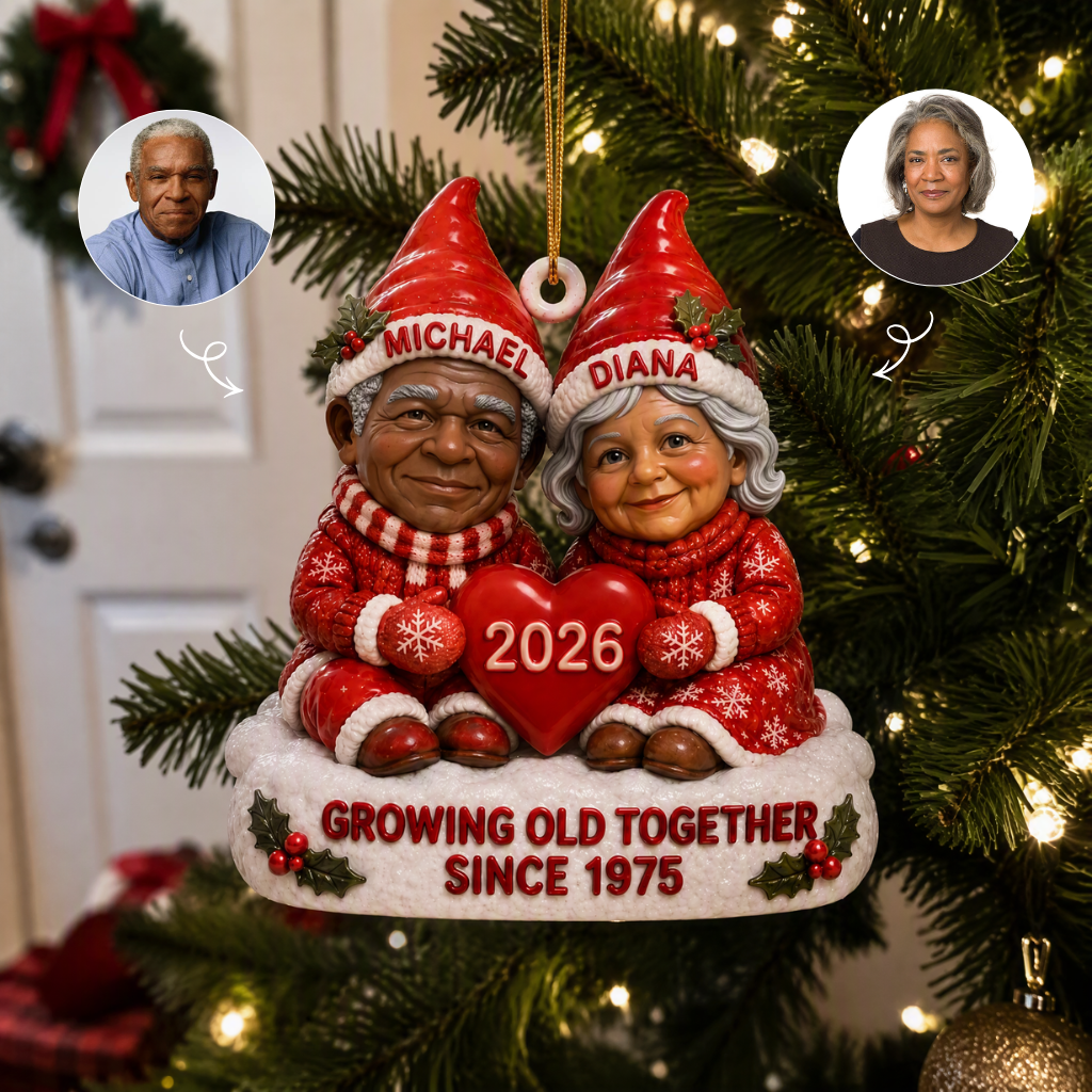 Custom Couple Photo Name Christmas Ornament, Personalized Romantic Holiday Keepsake, Gift for Couples hn20082026