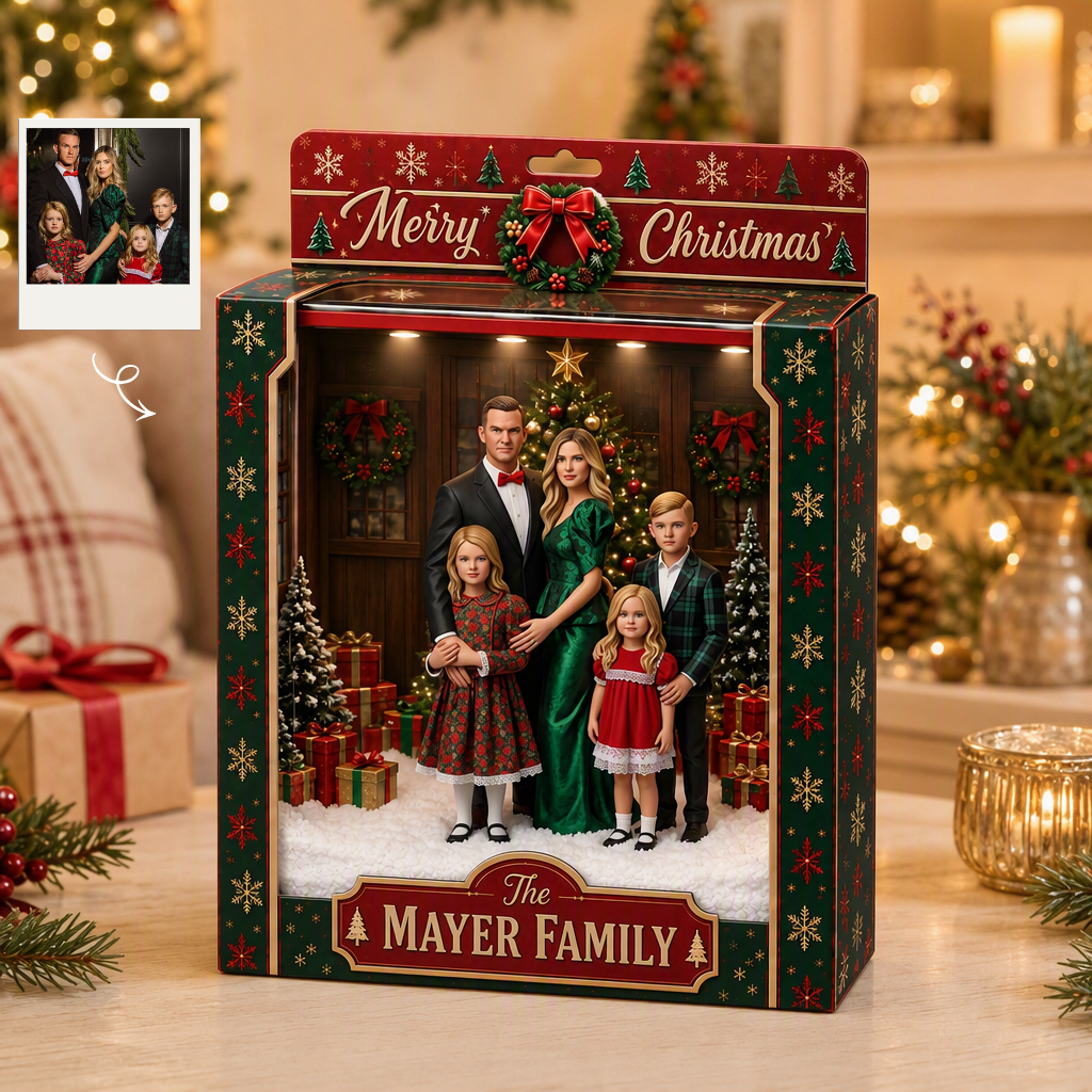 Custom Family Photo Christmas Box Plaque, Personalized Holiday Family Keepsake, Gift for Families hn19082026