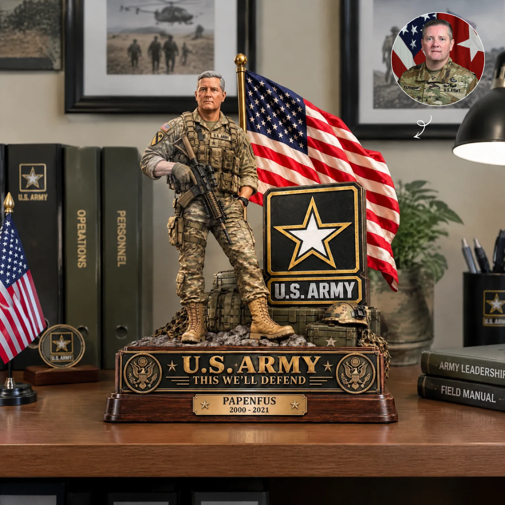 Custom Military Plaque With Photo and Name, Personalized Soldier Memorial Display, Gift for Veterans, Military Families and Service Members hn12102026tp
