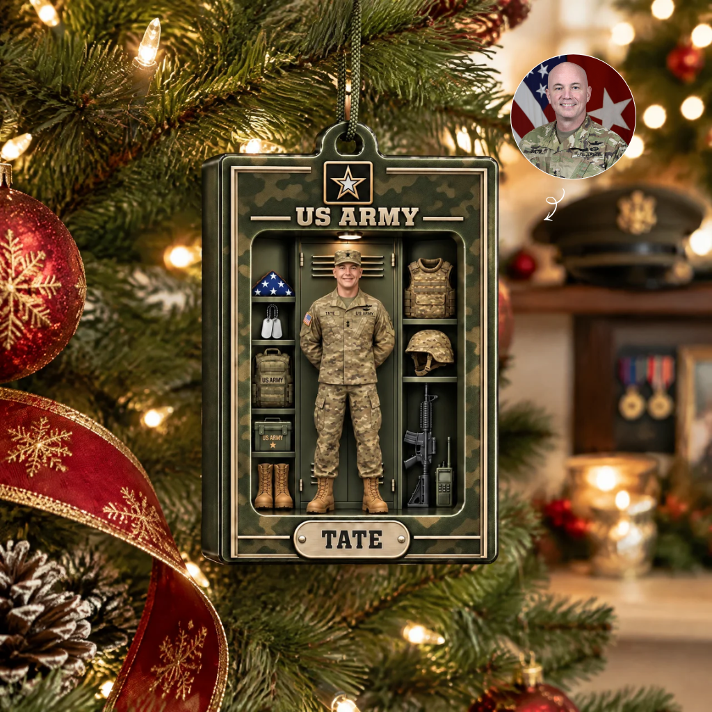 Custom Military Christmas Ornament With Photo and Name, Personalized Soldier Keepsake, Gift for Military Families, Veterans and Service Members hn06102026