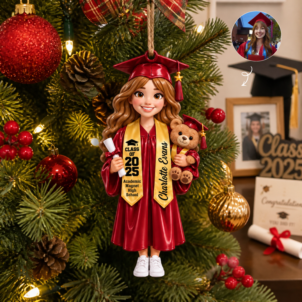 Custom Graduation Christmas Ornament With Name, Personalized Graduate Tree Decoration, Gift for Friends and Graduates hn09092026