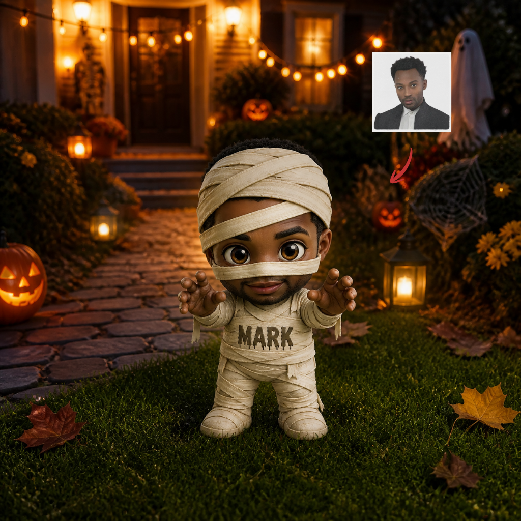 Custom Photo Name Figurine, Personalized Halloween Collectible, Spooky Gift for Horror Fans hn03082026