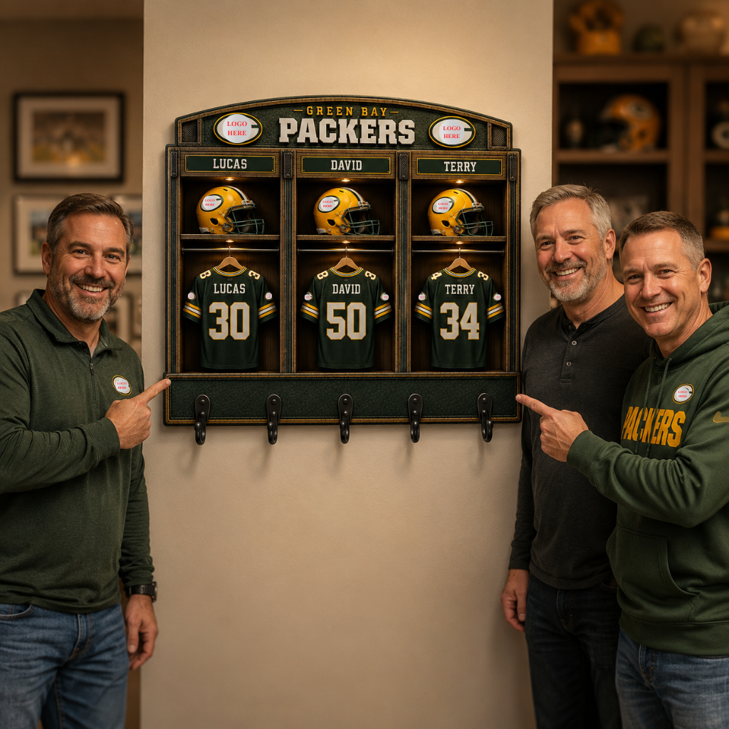 Custom Number Name Key Hanger, Personalized Football Room Sign, Gift for NFL Fans hn27072026