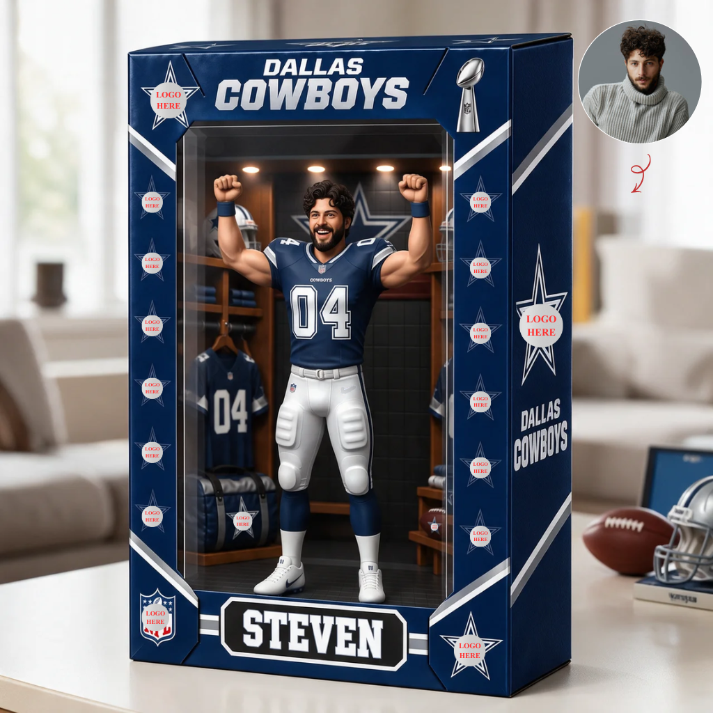 Custom Football Locker Box Plaque With Photo and Name, Personalized Sports Display Case, Gift for Football Fans, Players and Collectors hn12102026