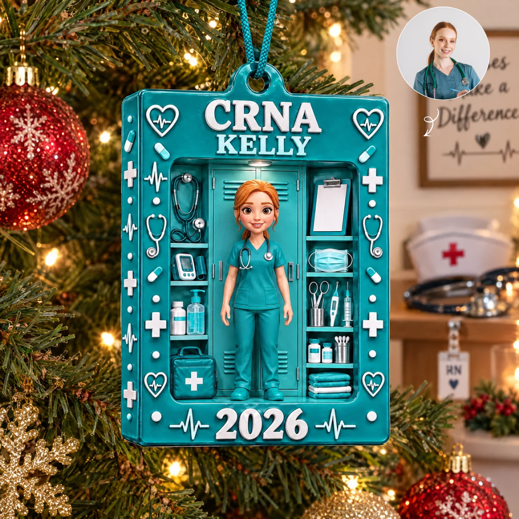 Custom Nurse Christmas Ornament With Photo and Name, Personalized Healthcare Holiday Decoration, Gift for Nurses and Medical Professionals hn03102026