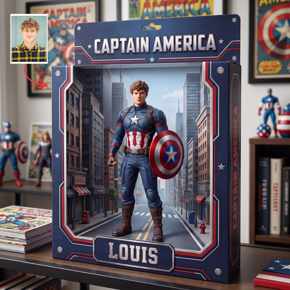 Custom Photo Name Superhero Box Plaque, Personalized Hero Display Collectible, Gift for Superhero Fans hn07082026