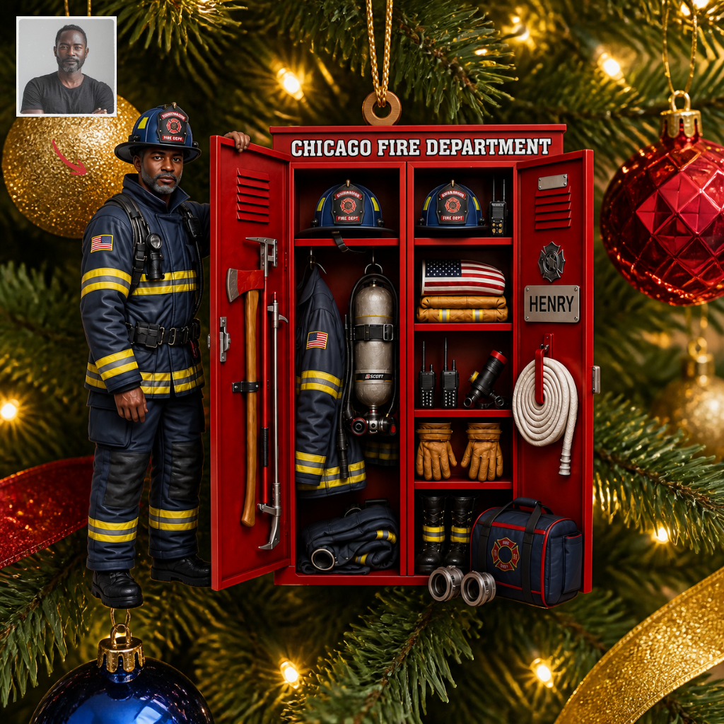 Custom Photo Name Firefighter Christmas Ornament, Personalized Firefighter Gift, Holiday Keepsake for Firefighters hn08082026