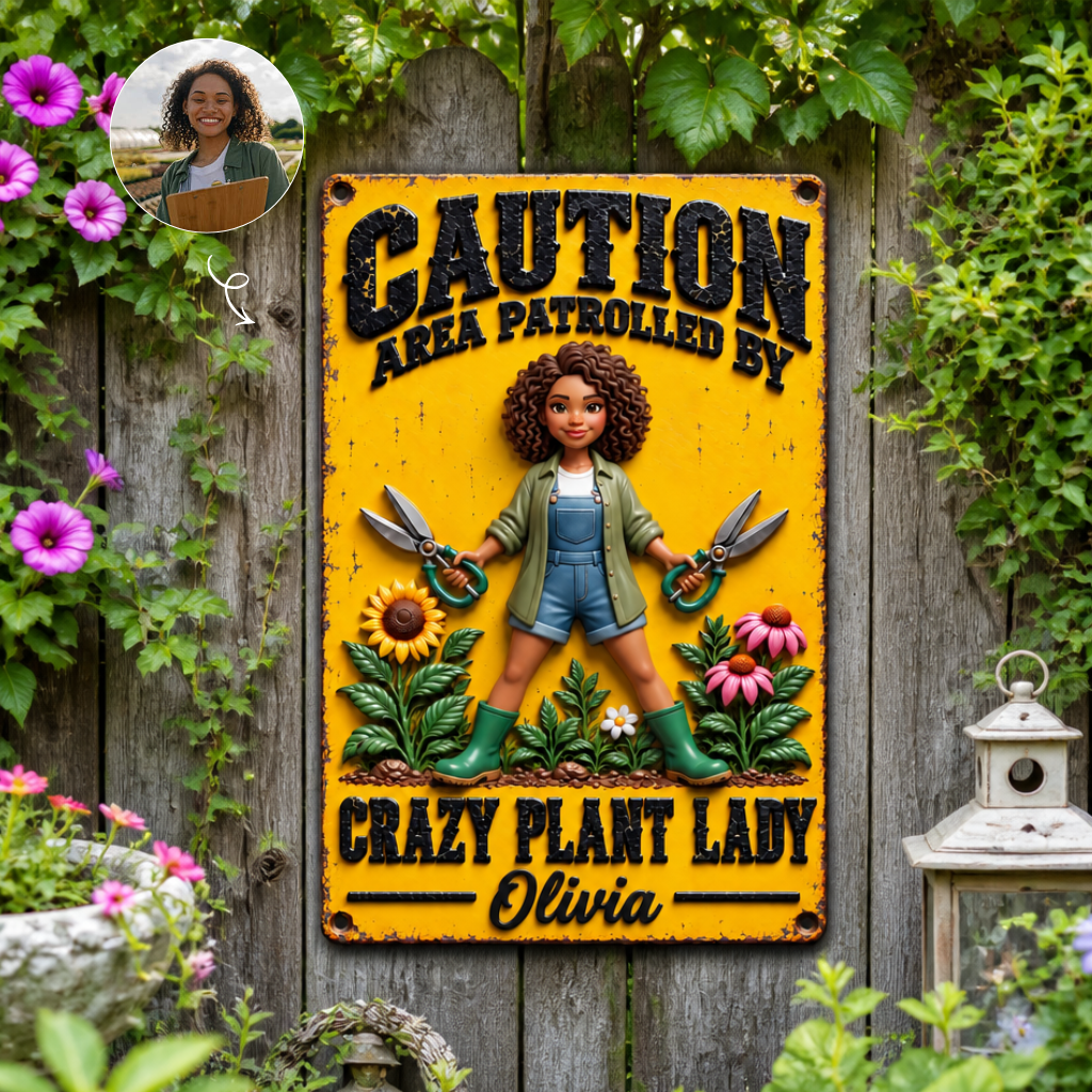 Custom Gardening Metal Sign With Photo And Name, Personalized Garden Decor Wall Art, Gift for Garden Lovers and Plant Enthusiasts hn28092026thg
