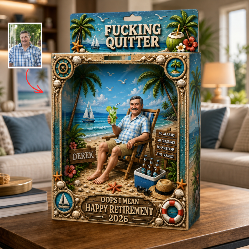 Custom Funny Retirement Photo Plaque Box - Personalized Fucking Quitter Gag Gift