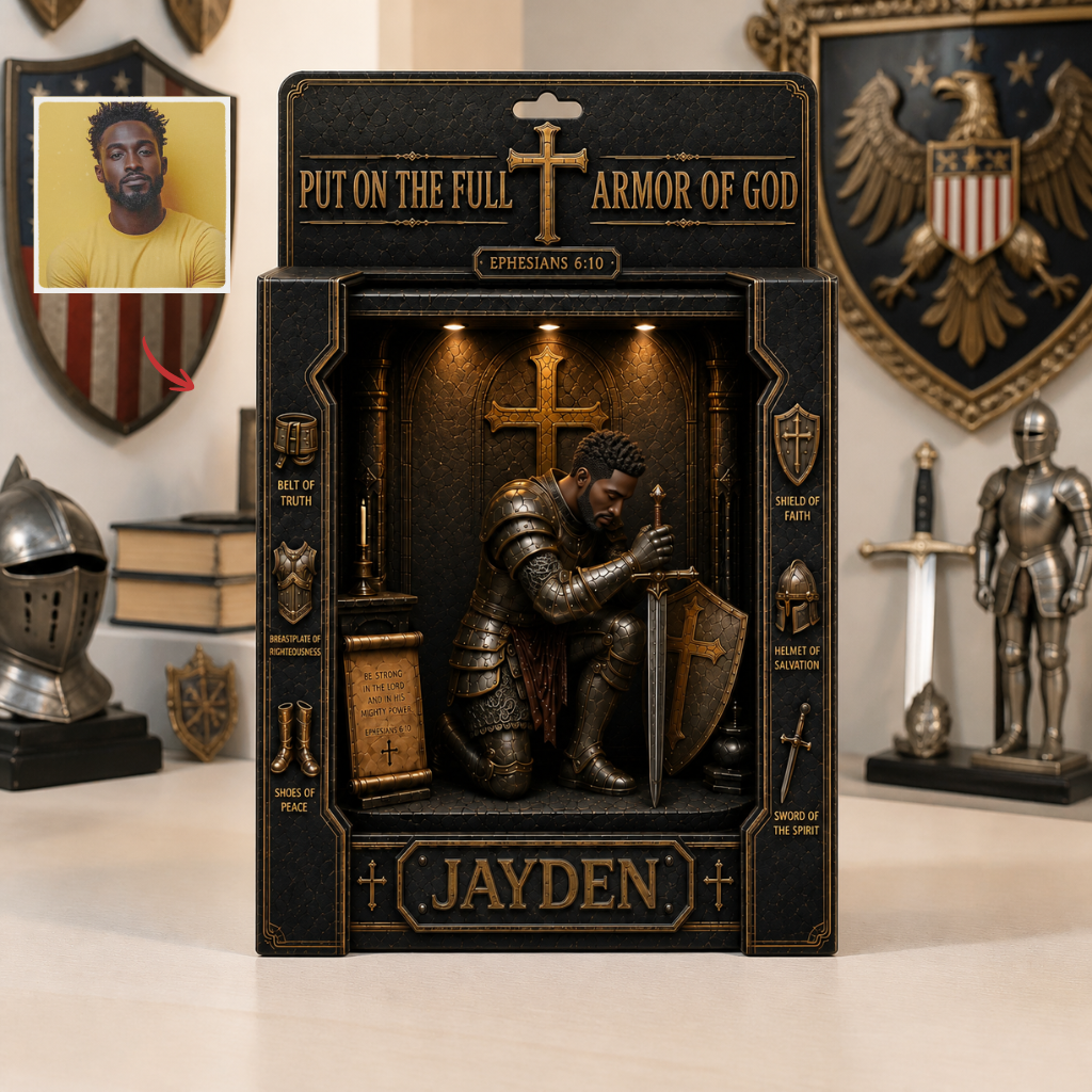 Custom Photo Name Christian Box Plaque, Personalized Faith Keepsake Display, Gift for Christian Men hn12082026