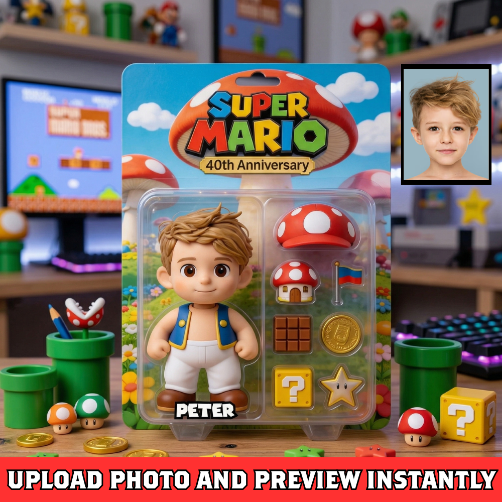 Custom Photo Plaque Toy Style – Personalized Cartoon Figure Frame with Accessories Gift