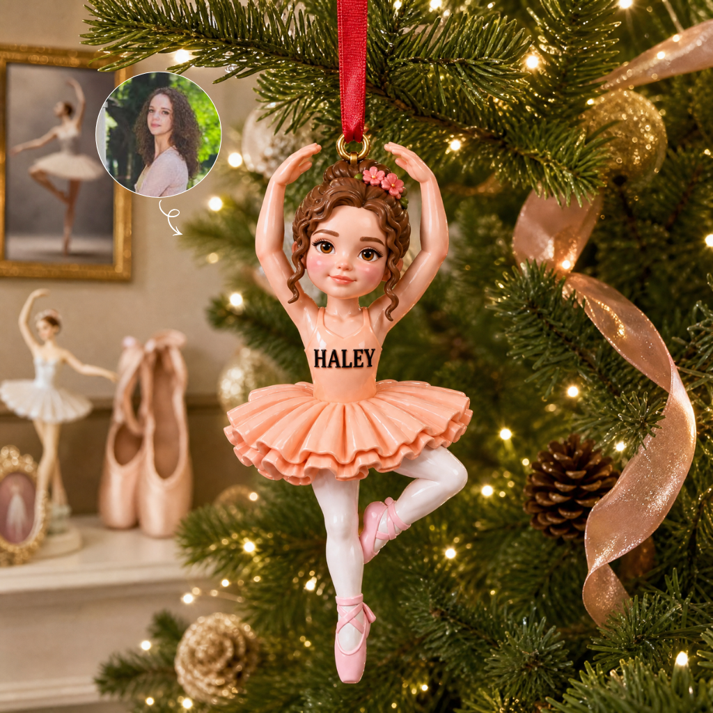 Custom Ballet Dancer Christmas Ornament With Photo and Name, Personalized Holiday Decoration, Gift for Ballet Dancers and Dance Lovers hn18092026