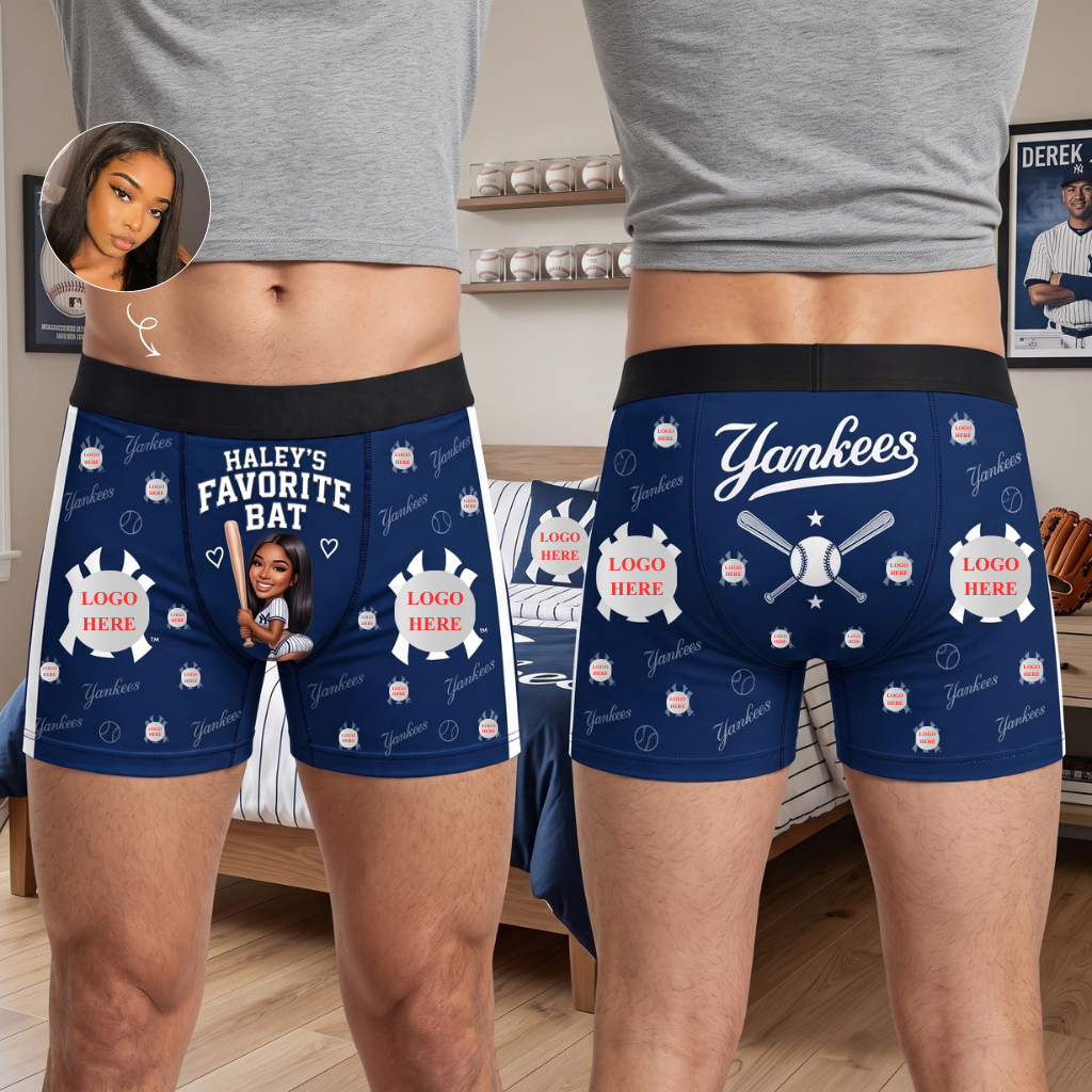 Funny Baseball Boxer Briefs With Custom Girlfriend Photo and Name, Personalized Couple Underwear Gift for Sports Lovers hn24092026