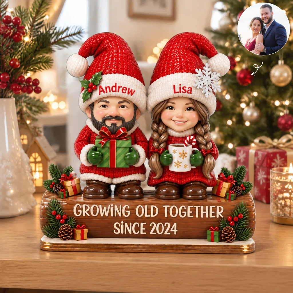 Custom Christmas Couple Plaque With Photo and Name, Personalized Holiday Couple Decoration, Gift for Couples and Loved Ones hn05102026
