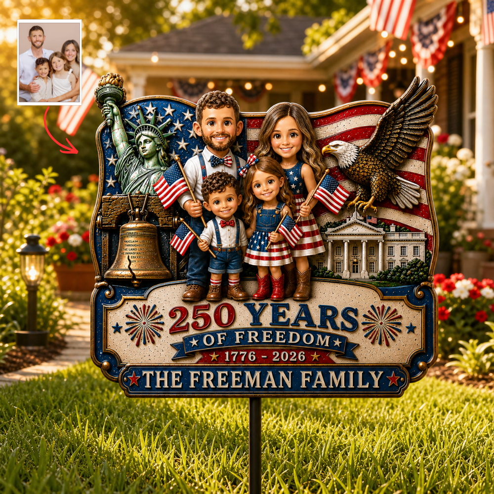 Custom Family Metal Sign, Personalized 4th Of July Door Sign, Custom Patriotic Family Decor, Independence Day Yard Sign, American Family Gift, Custom Photo Metal Plaque
