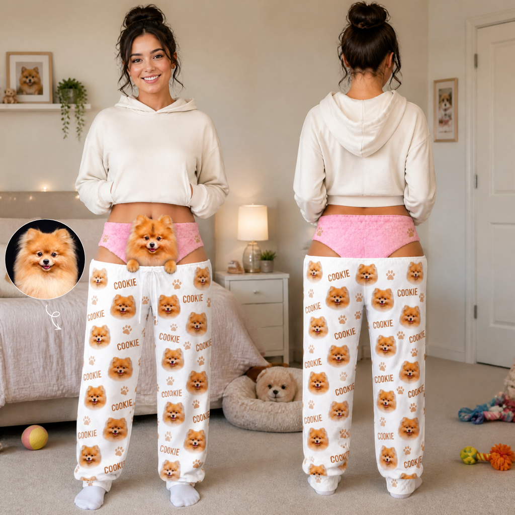 Funny Pet Photo Jogger Pants With Custom Photo And Name, Personalized Dog and Cat Lounge Pants, Gift for Pet Lovers hn24092026