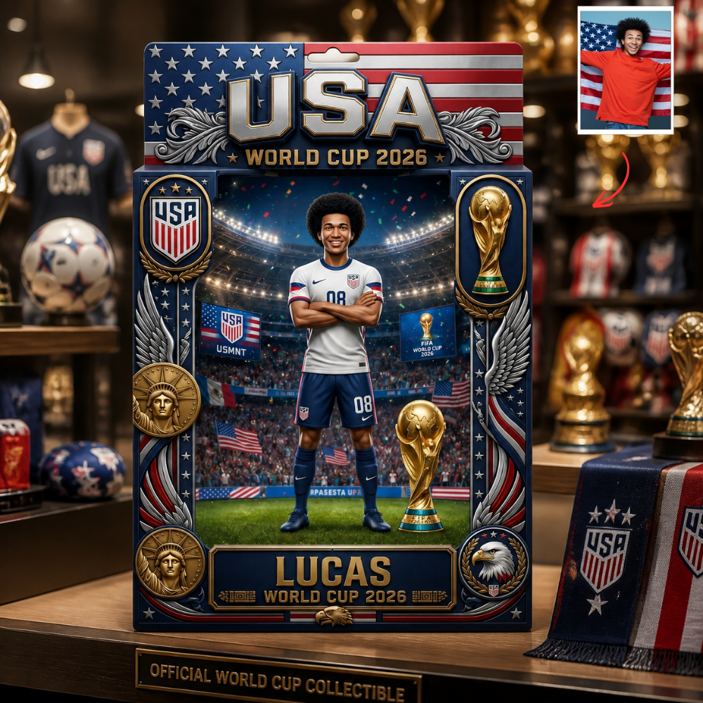 Custom Photo Soccer Player Box Plaque - Personalized 2026 Football Fan Gift