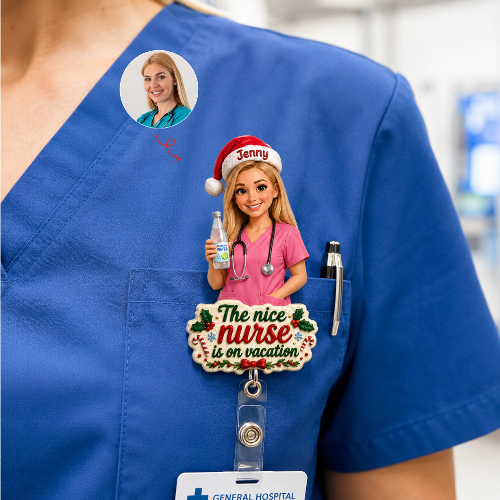 Custom Photo Name Nurse Badge Reel, Personalized Acrylic ID Holder, Gift for Nurses and Healthcare Workers 05092026