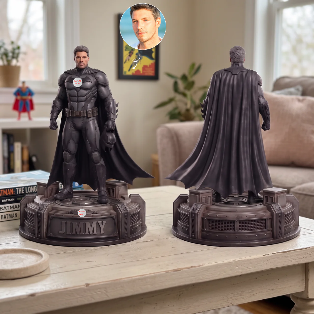 Custom Superhero Figurine With Photo and Name, Personalized Hero Statue Display, Gift for Comic Fans and Superhero Lovers hn02102026