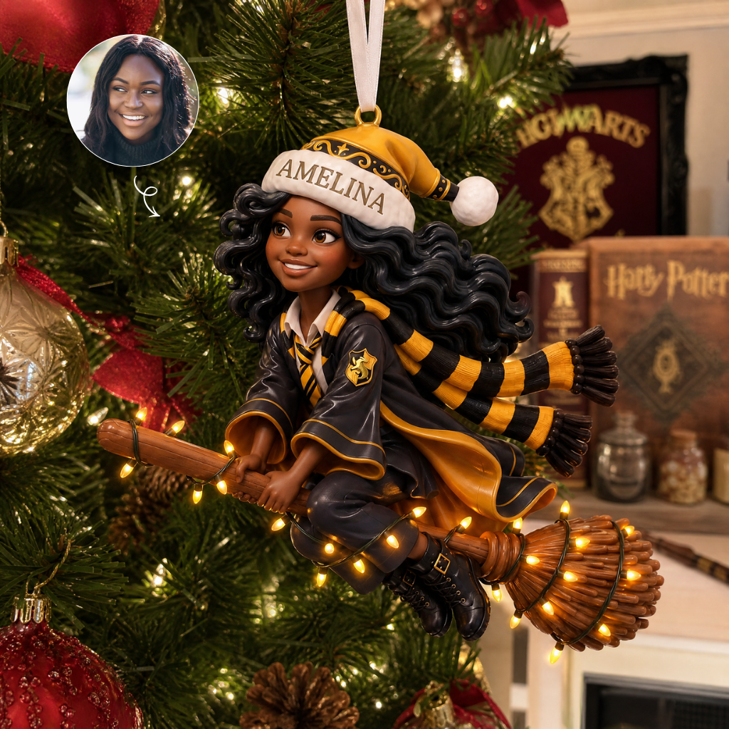 Custom Magic School Christmas Ornament With Photo and Name, Personalized Wizard Inspired Holiday Decoration, Gift for Fantasy Fans hn22092026thg