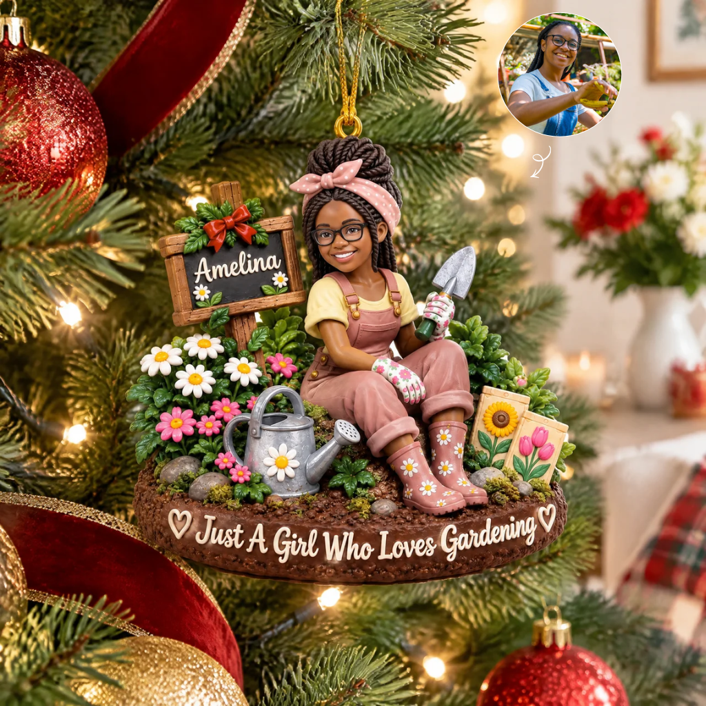 Custom Gardening Christmas Ornament With Photo and Name, Personalized Gardener Holiday Keepsake, Gift for Gardening Lovers and Plant Lovers hn06102026
