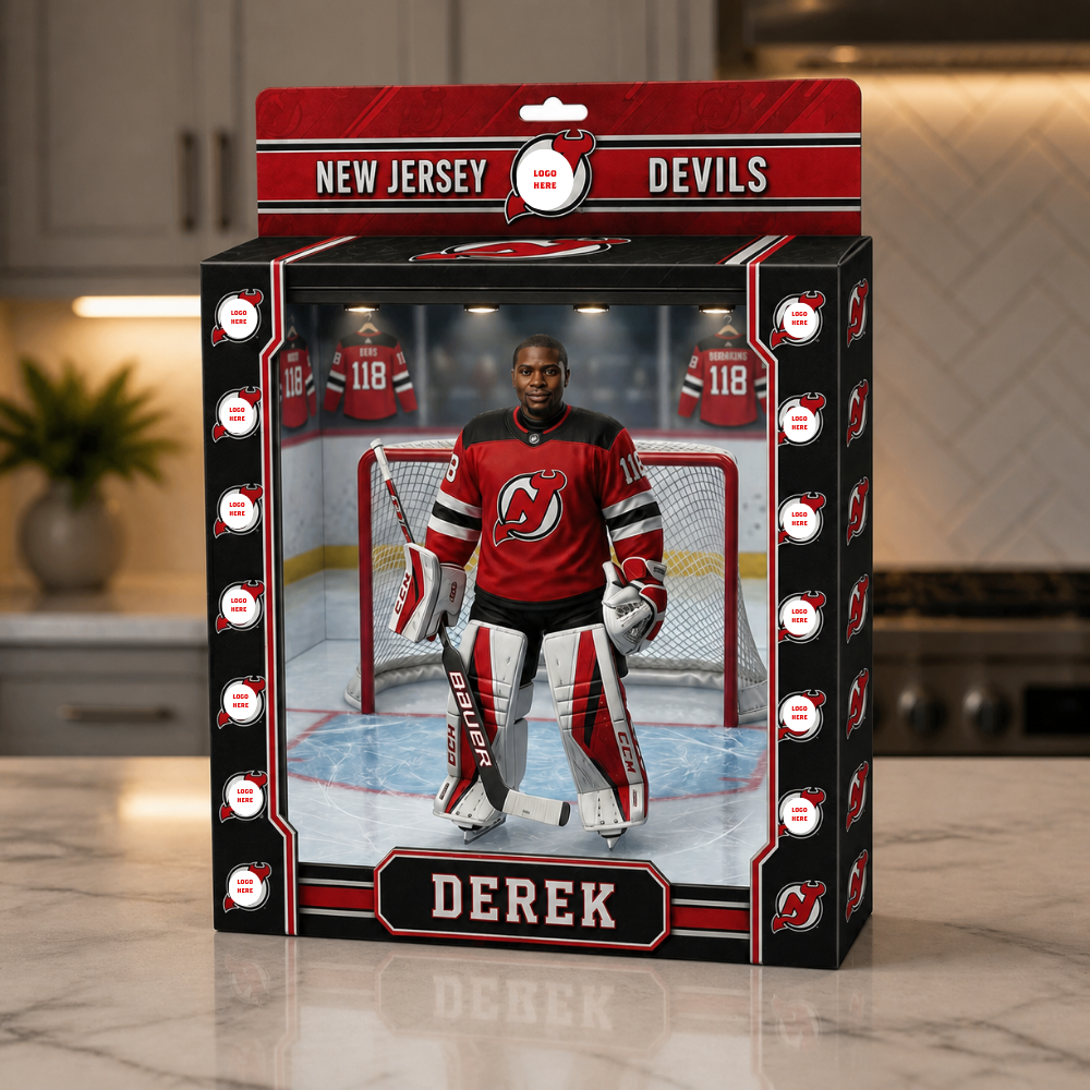 Custom Photo Pro Hockey Box Plaque - Personalized Ice Rink Goalie Action Figure Display