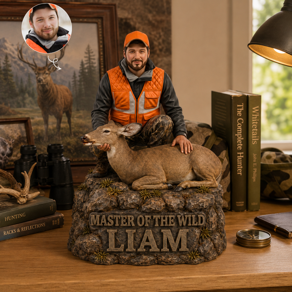 Custom Photo Name Hunter Plaque, Personalized Hunting Trophy Decor, Gift for Hunters and Outdoor Lovers hn25082026