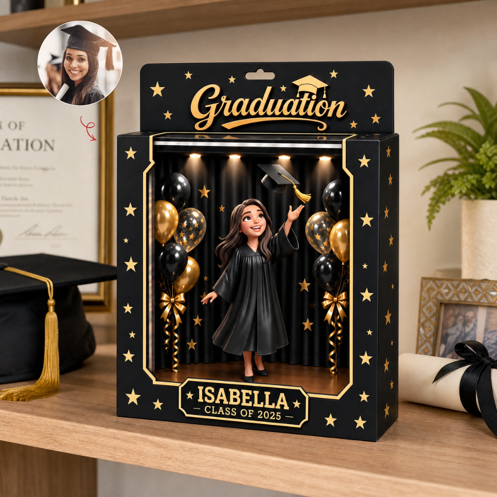 Custom Graduation Box Plaque With Photo and Name, Personalized Graduation Keepsake, Gift for Graduates and Students hn21092026