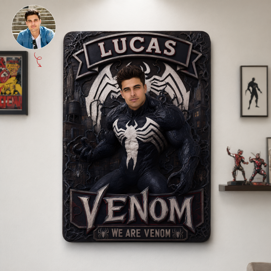 Custom Superhero Metal Sign With Photo and Name, Personalized Hero Wall Decor, Gift for Comic Fans and Collectors hn12092026