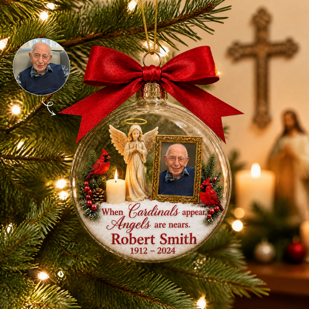 Custom Photo Name Memorial Christmas Ornament, Personalized Angel Keepsake Ornament, Sympathy Gift for Family and Loved Ones hn03092026