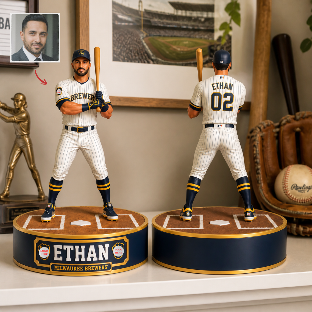 Custom Photo Name Baseball Figurine, Personalized Baseball Player Statue, Gift for Baseball Fans hn11082026