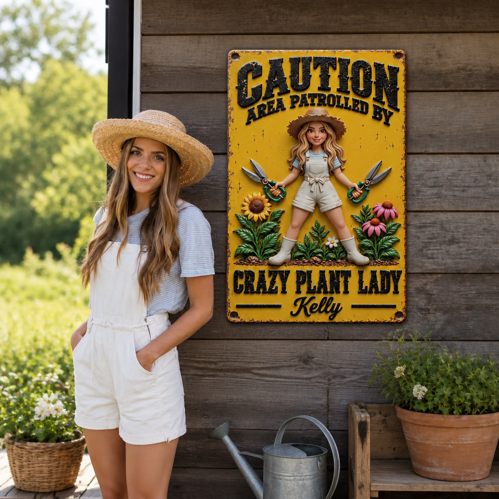 Custom Gardening Metal Sign With Photo And Name, Personalized Garden Decor Wall Art, Gift for Garden Lovers and Plant Enthusiasts hn28092026thg