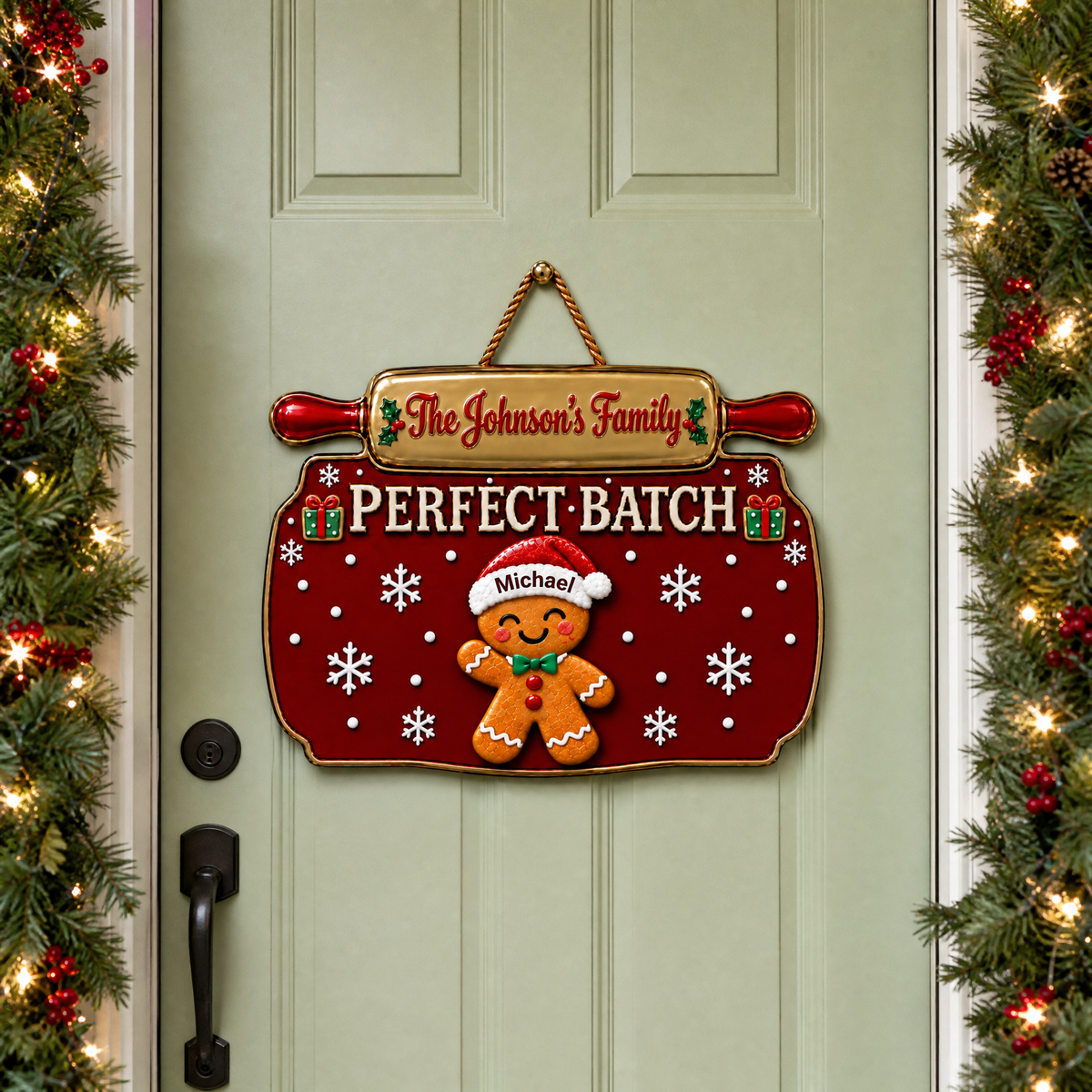 Custom Christmas Door Hanger With Family Names, Personalized Holiday Door Decor, Gift for Families and Loved Ones