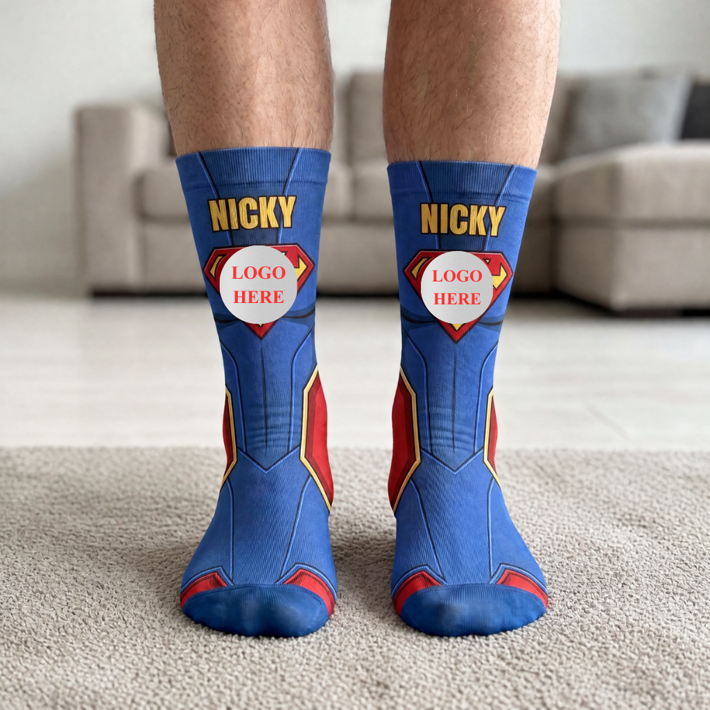 Custom Superhero Inspired Socks With Name, Personalized Comic Style Crew Socks, Gift for Hero Fans and Comic Lovers hn26092026