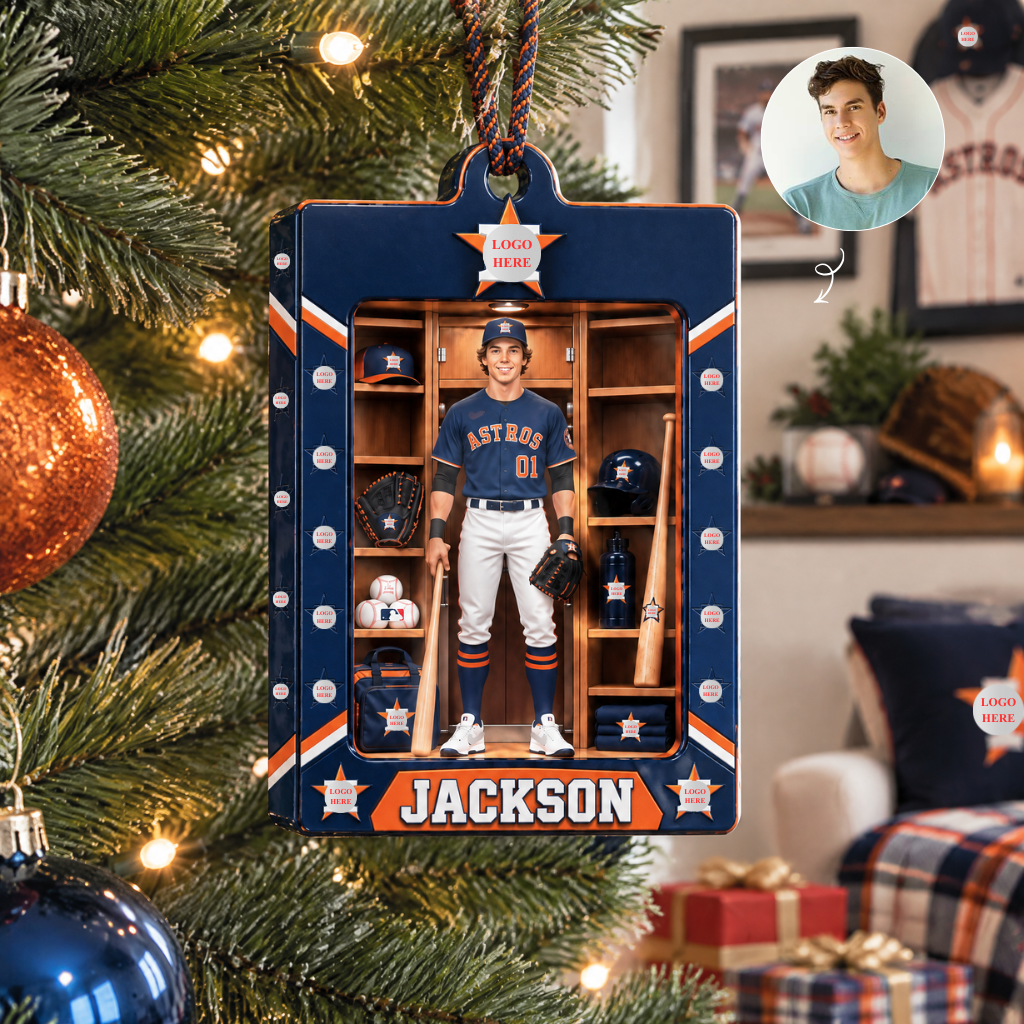 Custom Baseball Christmas Ornament With Photo and Name, Personalized Sports Holiday Decoration, Gift for Baseball Fans and Players hn05102026