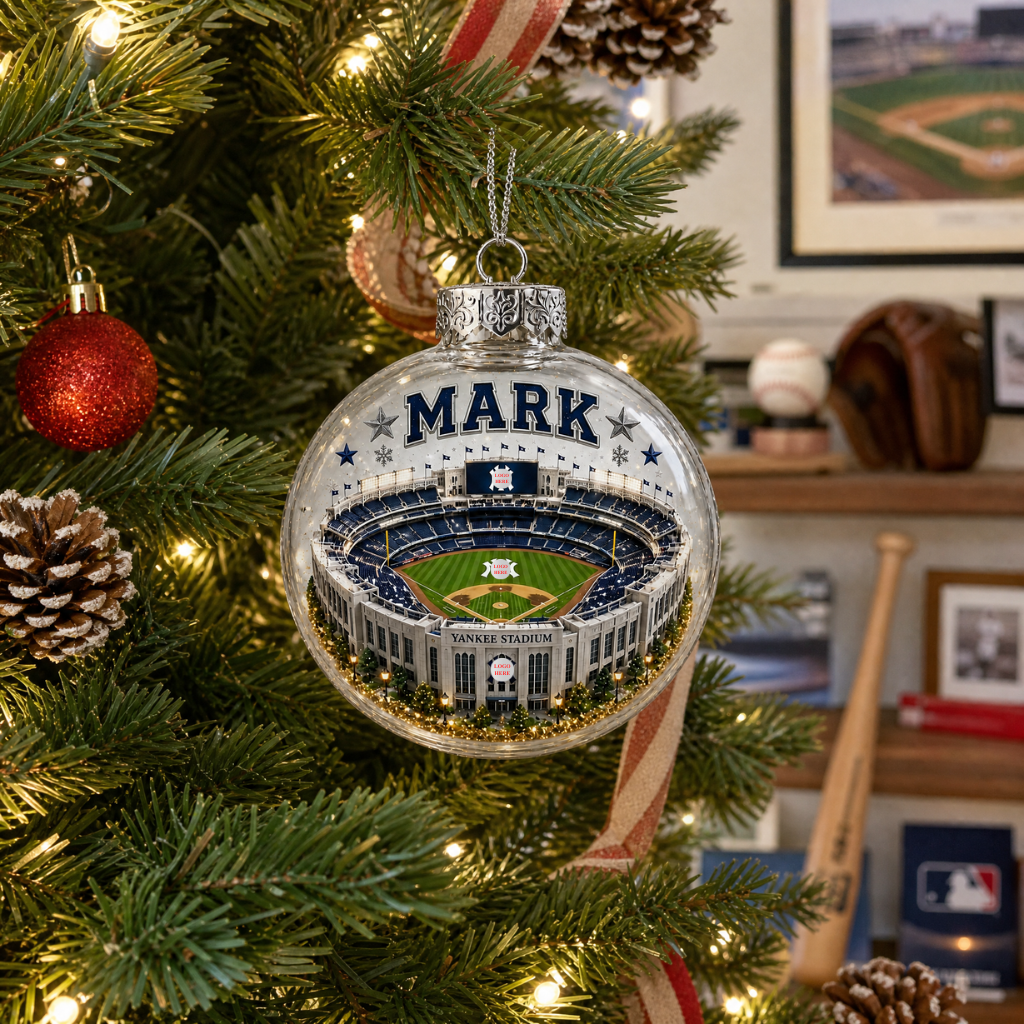 Custom Baseball Stadium Christmas Ornament With Name, Personalized Sports Holiday Decoration, Gift for Baseball Fans and Collectors hn17092026