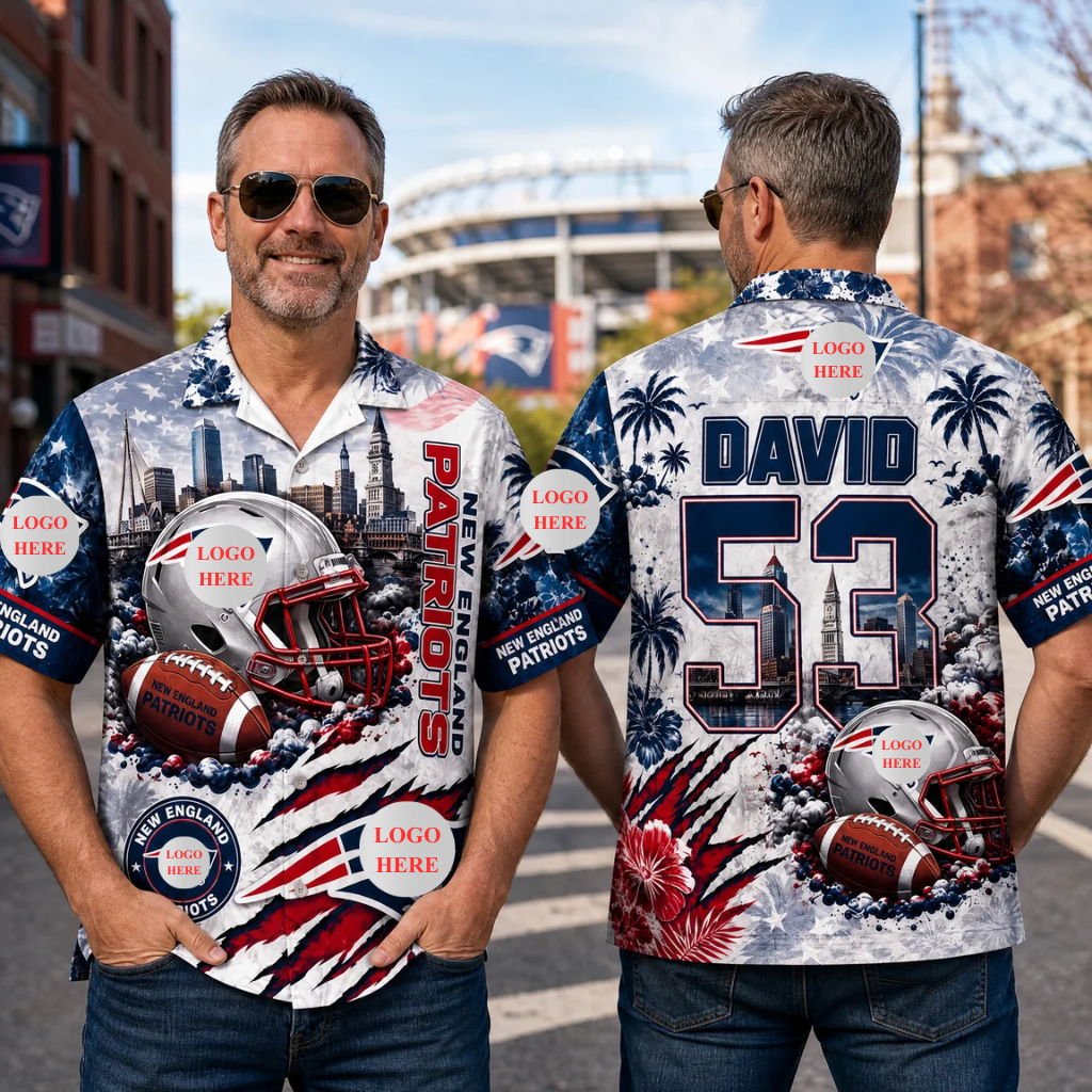 Custom Name & Number Pro Gridiron Hawaiian Shirt - Personalized City Skyline Football Aloha Button Down hn27072026