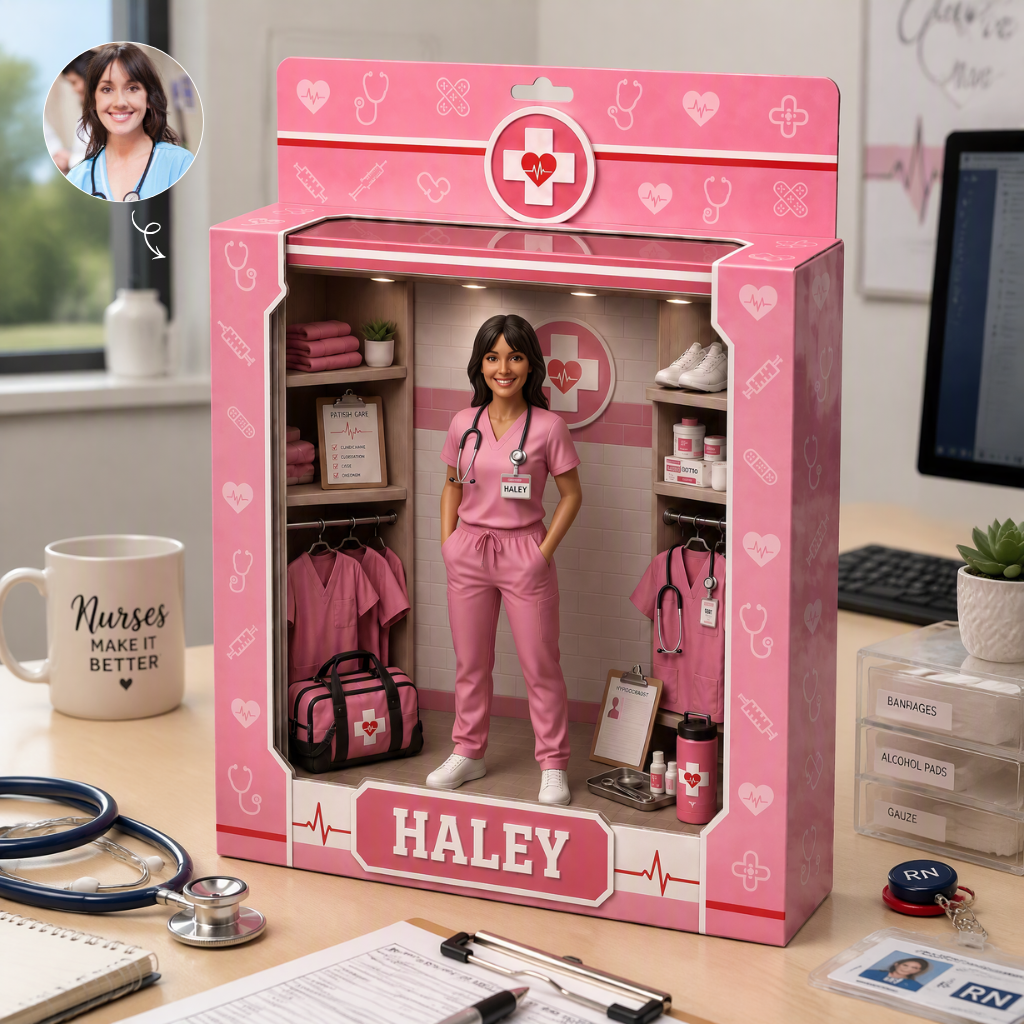 Custom Photo Name Nurse Box Plaque, Personalized Healthcare Worker Display Decor, Gift for Nurses and Medical Professionals hn03092026