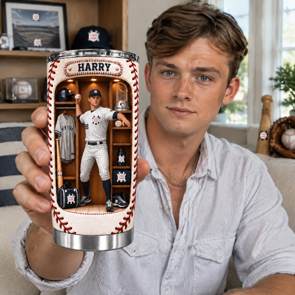 Custom Baseball Tumbler With Photo and Name, Personalized Sports Travel Tumbler, Gift for Baseball Fans, Players and Collectors hn13102026