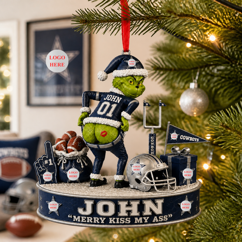 Custom Name Christmas Football Ornament, Funny Personalized Sports Tree Decoration, Gift for Football Fans hn26082026