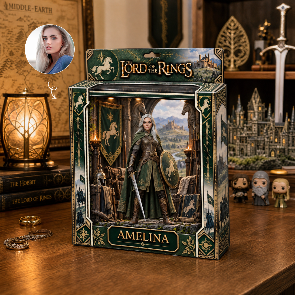 Custom Fantasy Warrior Box Plaque With Photo and Name, Personalized Medieval Character Display, Gift for Fantasy Fans and Collectors