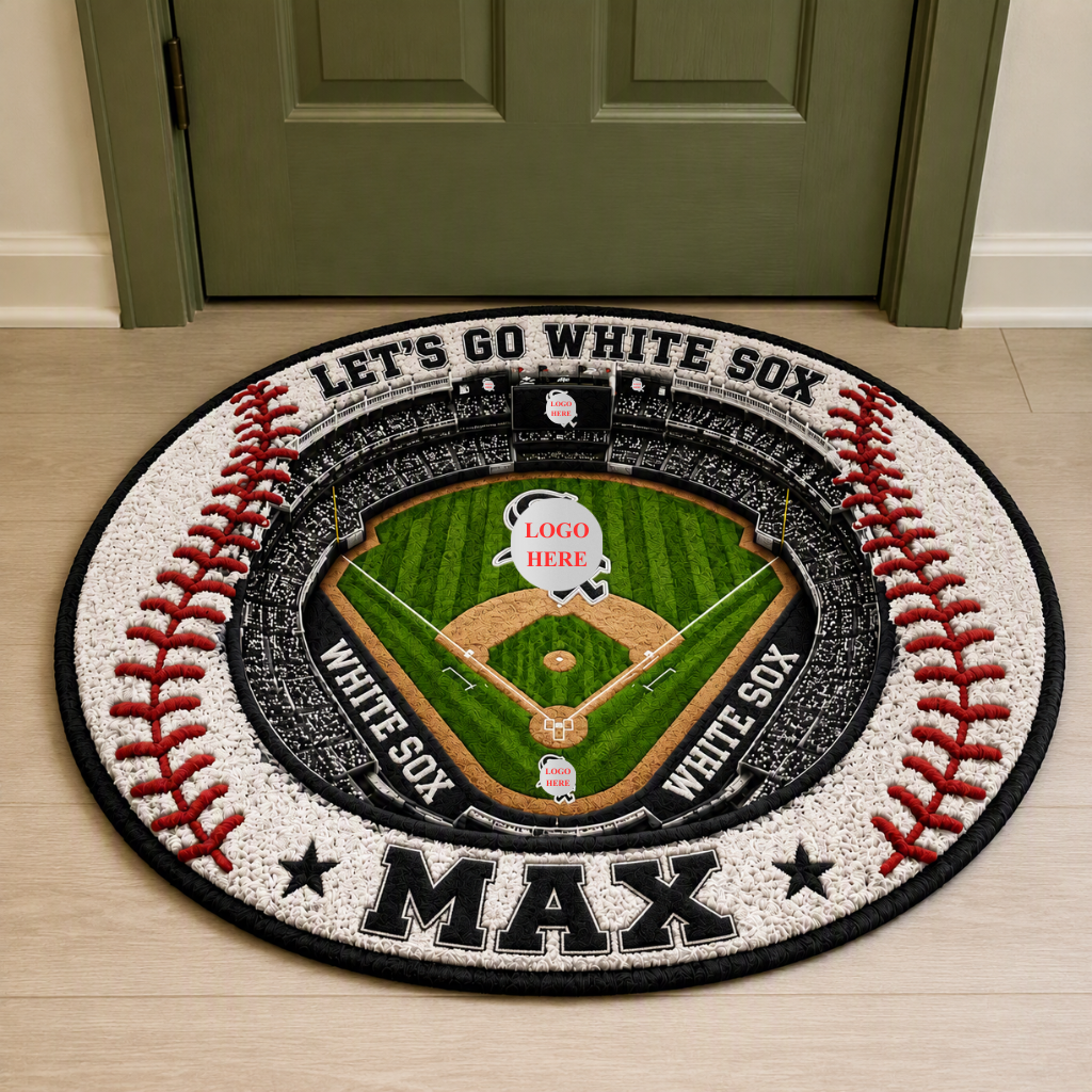 Custom Name Baseball Stadium Rug, Personalized Baseball Field Area Rug, Gift for Baseball Fans hn13082026