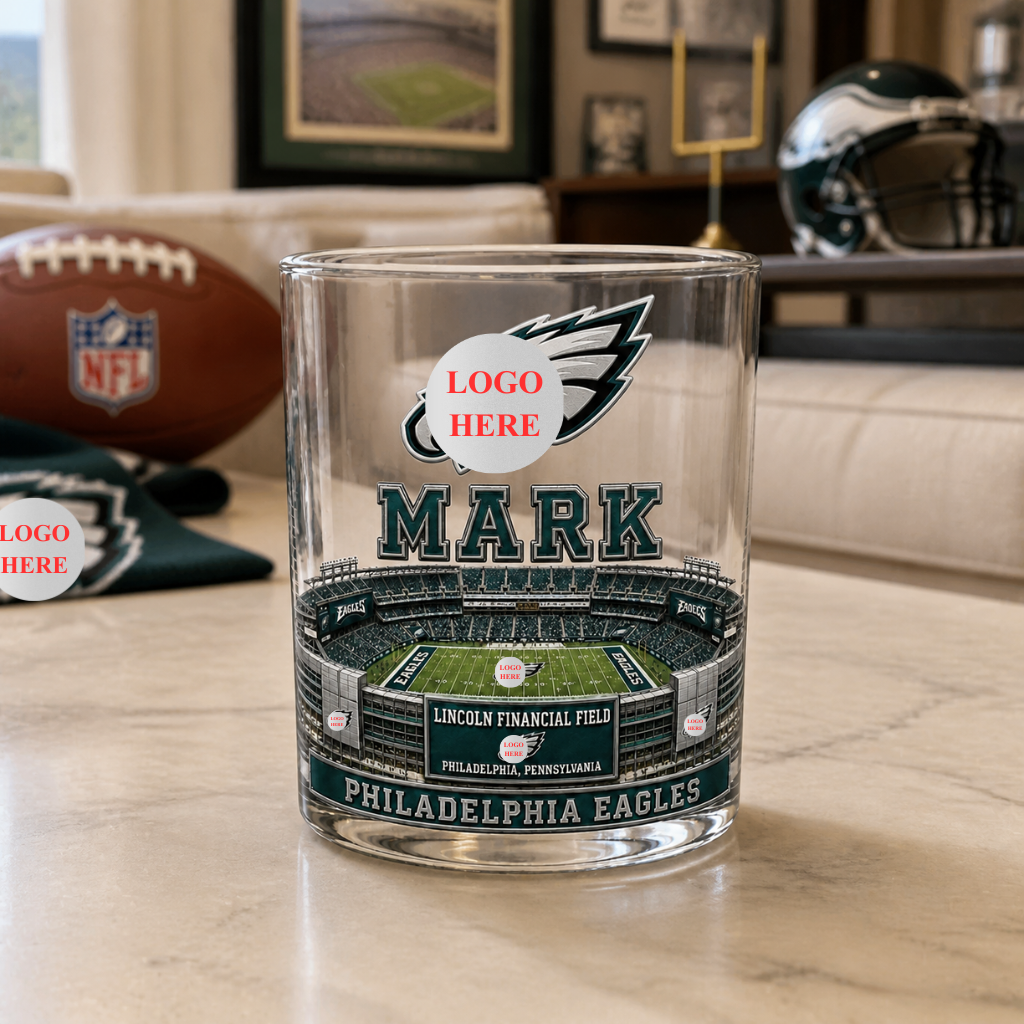 Custom Name Football Whiskey Glass, Personalized Stadium Drinkware, Game Day Gift for Football Fans hn17082026