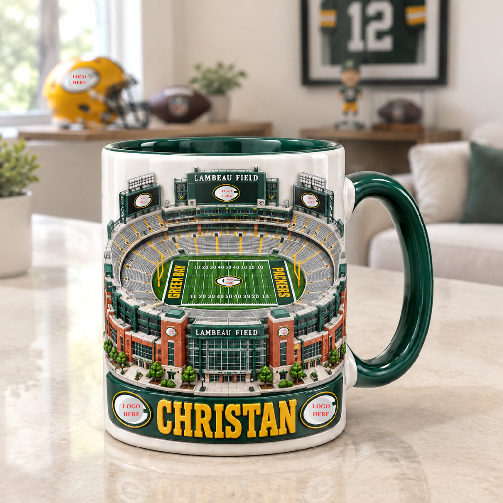 Custom Football Stadium Mug With Name, Personalized American Football Coffee Cup, Stadium Design Drinkware Gift for Football Fans hn19102026