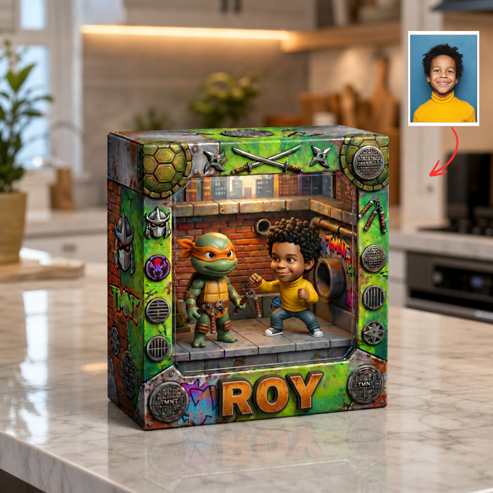 Custom Ninja Turtle Inspired Photo Plaque Personalized Kid Room Decor Custom Name Acrylic Plaque Gift For Kids Birthday Gift For Son Grandson Cartoon Fan Keepsake Display Plaque