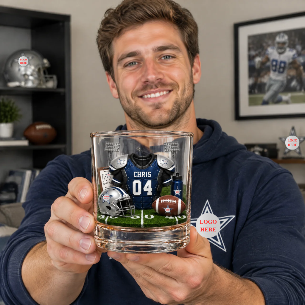 Custom Football Glass With Name, Personalized Sports Glassware, Gift for Football Fans, Players and Collectors hn12102026