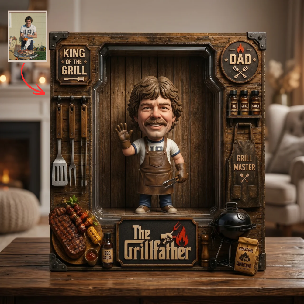 Custom BBQ Dad Plaque, Personalized Grillfather Photo Plaque for Dad, Custom Grilling Gift for Father, BBQ Master Keepsake, Father’s Day Gift for Grill Lovers