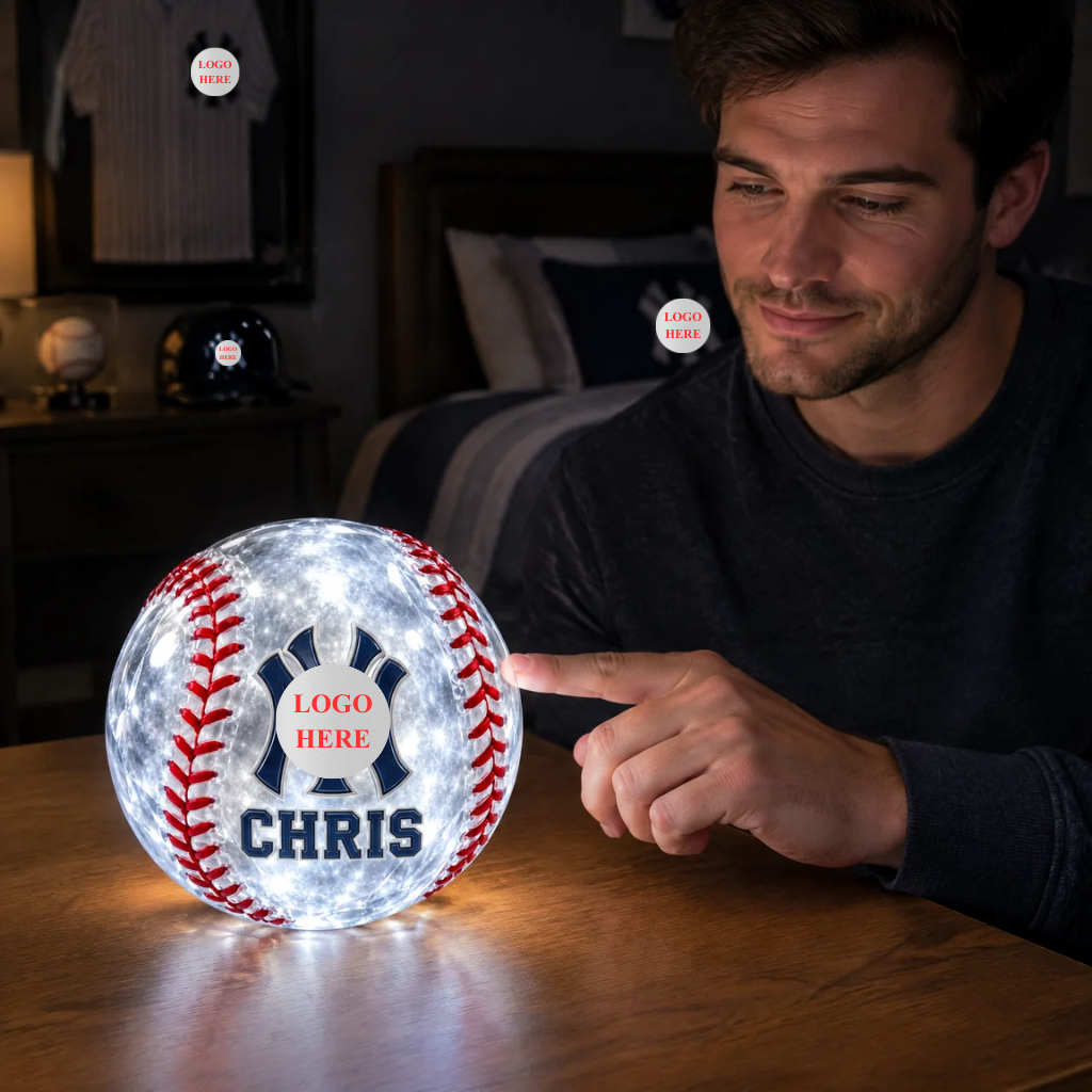 Personalized Baseball LED Lamp With Custom Name, Glowing Baseball Night Light, Sports Room Decor, Unique Gift for Baseball Fans hn30102026